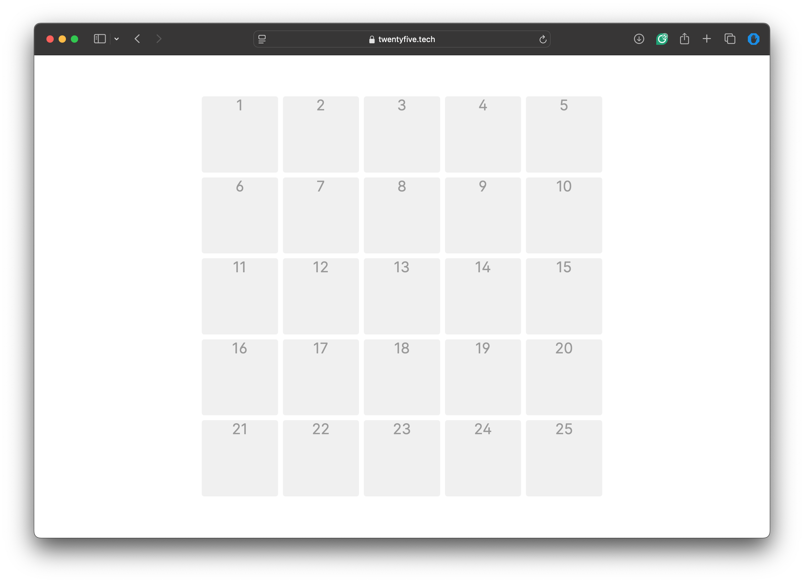 25 empty placeholders sadly staring at me